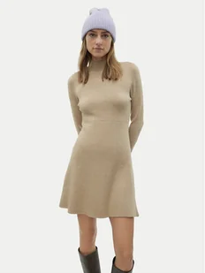 Vero Moda Sukienka dzianinowa Gold 10311379 Brązowy Regular Fit - Sukienki - miniaturka - grafika 1