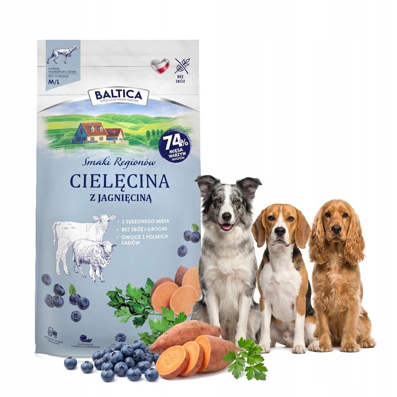 BALTICA Smaki regionów Średnie i duże rasy Cielęcina z jagnięciną - sucha karma dla psa - 3kg