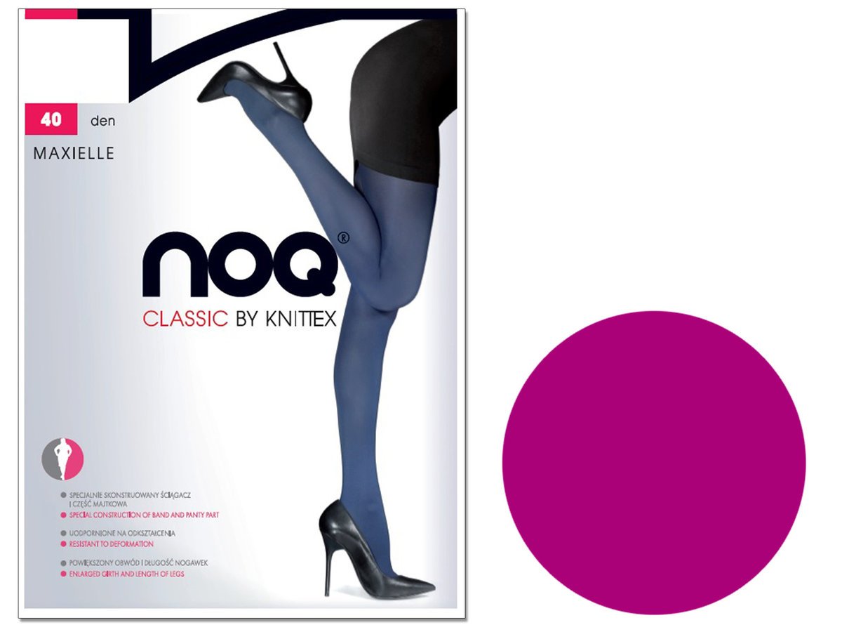Rajstopy z mikrofibry 40 DEN Maxielle Plus Size gładkie matowe półkryjące 6 Fushia