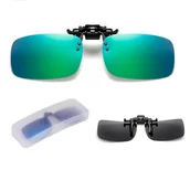 Akcesoria do okularów - Małe Zielono-Niebieskie nakładki przeciwsłoneczne polaryzacyjne na okulary korekcyjne NA-148 - miniaturka - grafika 1