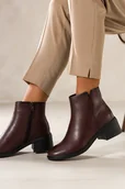 Botki damskie - Bordowe botki damskie Sergio Leone na szerokim klocku z rozciętą cholewką YG74760 - miniaturka - grafika 1