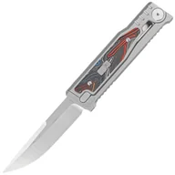 Noże - Nóż grawitacyjny Reate EXO-M OTF Gravity Drop Point Bead Blasted Titanium/Damascus MultiColor G10, Satin Elmax - miniaturka - grafika 1