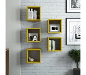 Półki do salonu - SET 5x Półka ścienna BOX żółta - miniaturka - grafika 1