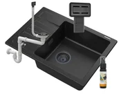 Zlewozmywaki - Granitan Zlew Granitowy Granit Argos + Syfon Kwadrat Czarny - miniaturka - grafika 1