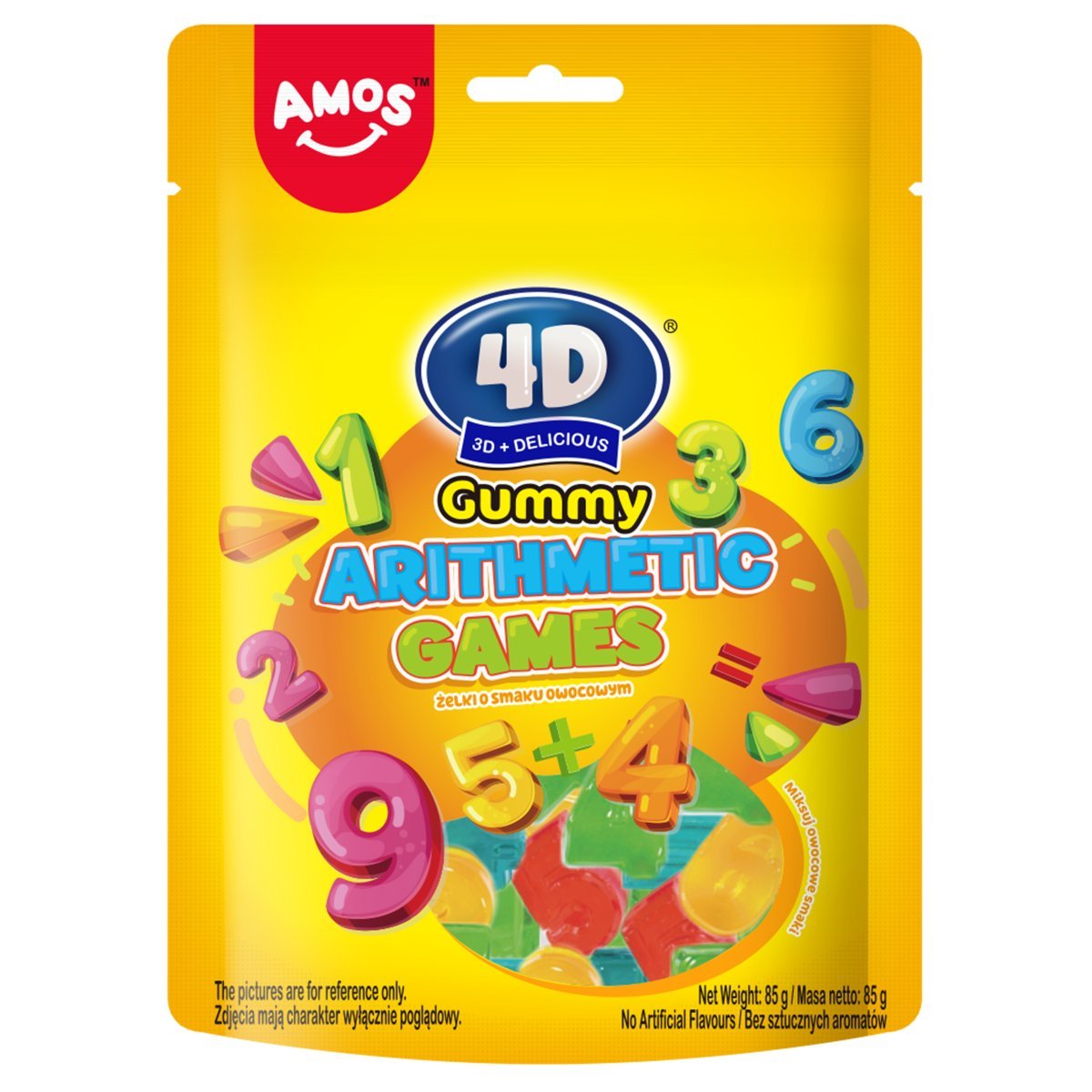 AMOS 4D GUMMY ARITHMETIC GAMES ŻELKI W KSZTAŁCIE CYFEREK O SMAKU OWOCOWYM 85G