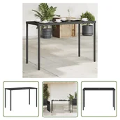 Stoły ogrodowe - The Living Store Stół ogrodowy ze szklanym blatem - czarny - 115x54x74 cm - Stół Ogrodowy - miniaturka - grafika 1