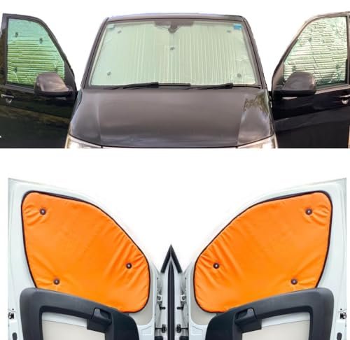 Maty Termiczne Kompatybilne z Renault Trafic (2014-Date) (Kompletny Zestaw Lwb + Drzwi Do Stodoły) Z Kolorem Podkładu Fluro Pomarańczowy, Odwracalny