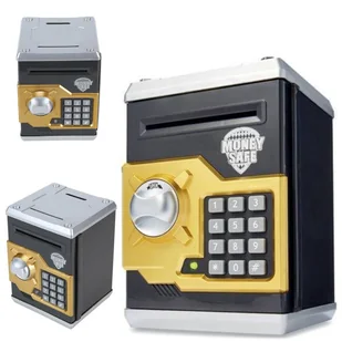 COIL Skarbonka sejf na monety banknoty bankomat pieniądze otwierana na kod pin wpłatomat czarno-złota - Skarbonki COIL Skarbonka sejf na monety banknoty bankomat pieniądze otwierana na kod pin wpłatomat czarno-złota - Skarbonki - miniaturka - grafika 1