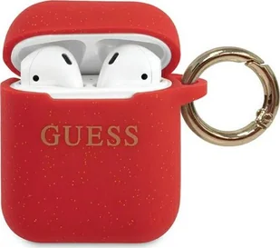 Guess GUACCSILGLRE Silicone Glitter do AirPods 1/2 czerwone - Akcesoria do słuchawek - miniaturka - grafika 1