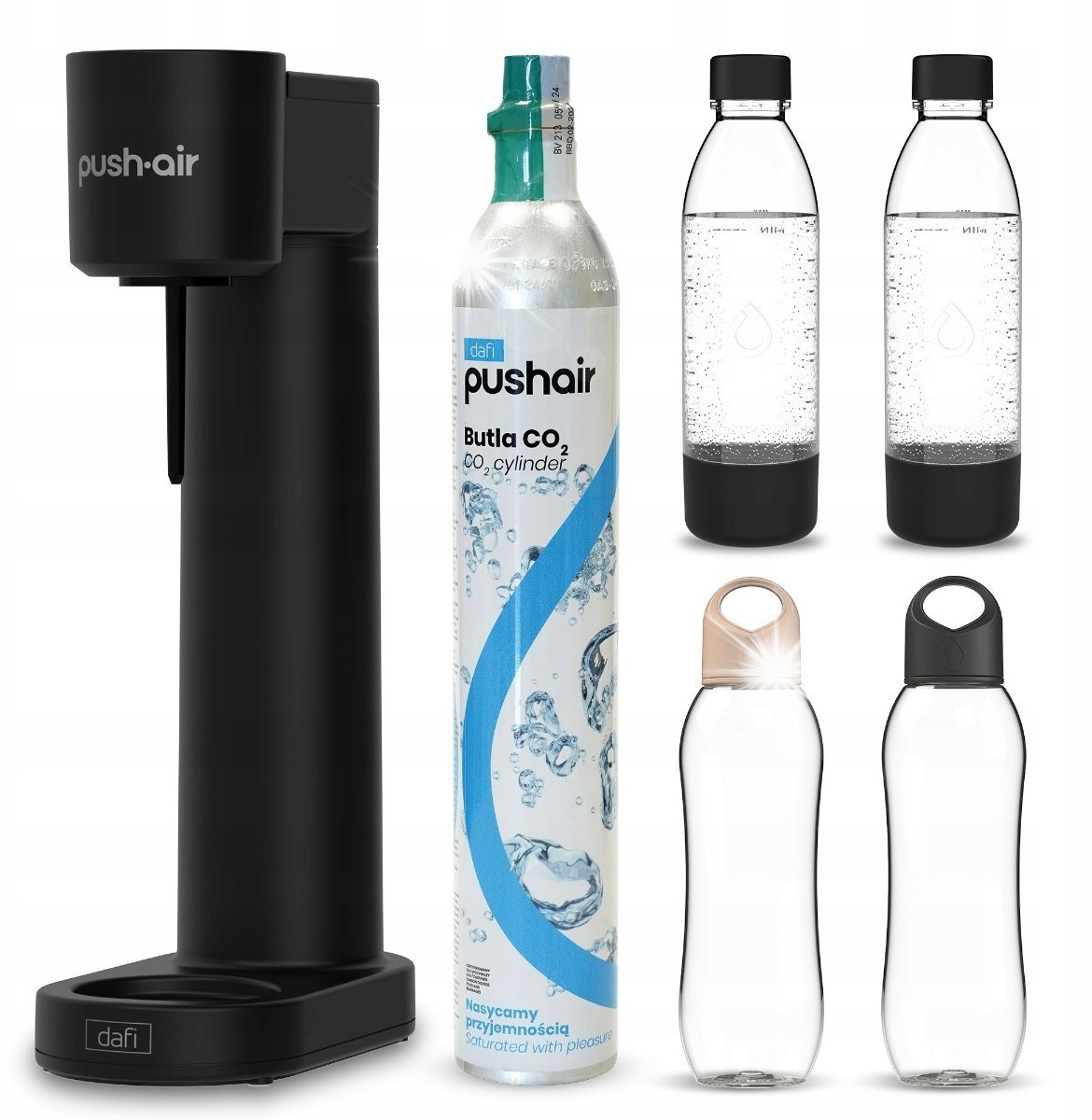 Saturator Dafi Saturator PushAir Dafi+ Nabój CO2+ 2x Butelka 0,7+2x Bidon Shape T