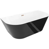Wanny - Mexen Oval Slim wanna wolnostojąca przyścienna 170 x 80 cm, biała/czarna, przelew różowe złoto - 52661708075-60 - miniaturka - grafika 1