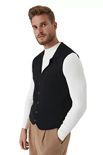 TRENDYOL Męska kamizelka z dekoltem w serek, jednokolorowa, Slim Sweater, granatowa, S, granatowy, S - Garnitury - miniaturka - grafika 1