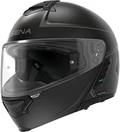 Kaski motocyklowe - Sena Impulse Flip Up modułowy kask Bluetooth z dźwiękiem firmy Harman Kardon Dual Visor kask ze zintegrowanym siatkowym systemem domofonowym / MP3 / tarcza głosowa (czarny matowy, S) - miniaturka - grafika 1