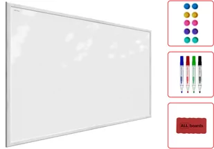 Tablica suchościeralna magnetyczna biała 90x60cm rama drewniana biała - Tablice i flipcharty - miniaturka - grafika 1