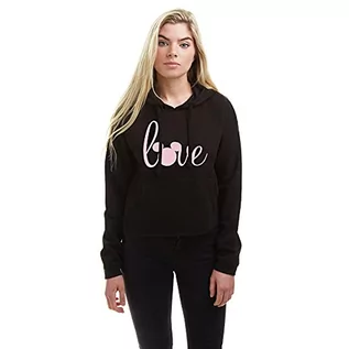 Bluzy damskie - Disney Damska bluza z kapturem Love Mickey Cropped Hood z kapturem - grafika 1