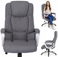 Fotele i krzesła biurowe - Krzesło Biurowe Obrotowe Fotel Biurowy Obrotowy Do Biurka Szary BRAVO - miniaturka - grafika 1