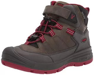 Buty dla chłopców - KEEN Unisex dziecięce buty trekkingowe Redwood Mid Wp-y, Stal szara czerwona dalia, 38 EU - grafika 1