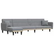 Narożniki - Sofa rozkładana L, jasnoszara, 275x140x70 cm, tkan - miniaturka - grafika 1
