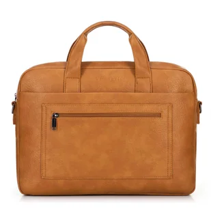 Torba na laptopa 17" z imitacji skóry brązowa - Torebki damskie - miniaturka - grafika 1