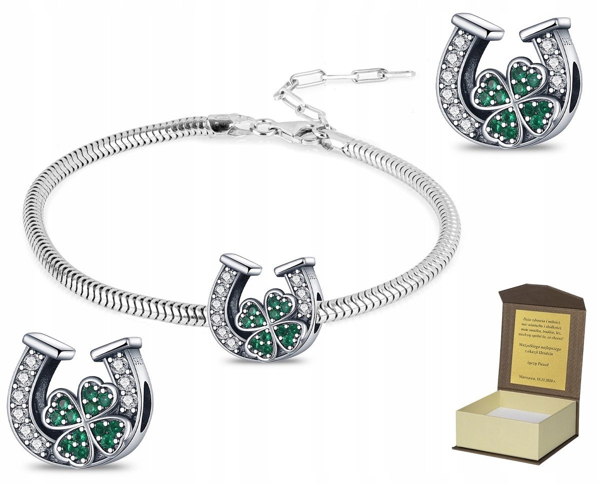 Bransoletka srebrna 19-22cm + CHARMS PODKOWA BC292