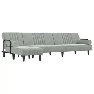 Sofa rozkładana L, jasnoszara, 260x140x70 cm, aksa - Narożniki - miniaturka - grafika 1