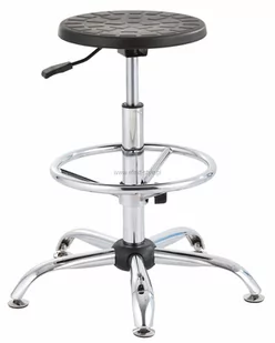 Taboret laboratoryjny wysoki - chrom, podstawa chromowana - Fotele kosmetyczne - miniaturka - grafika 1