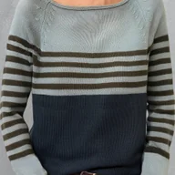 Swetry damskie - TEMU Sweter Damski Chic – Sweter z Jednym Ramieniem w Kolorze Granatowym i Beżowym, Średnio Elastyczny na Wiosnę/Jesień, Codzienny Styl Casual i - miniaturka - grafika 1