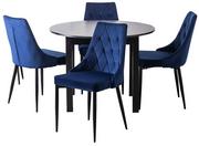 Stoły z krzesłami - HARRY Czarny + 4x CORK Granat - miniaturka - grafika 1