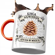 Kubki - Kubek Pomarańczowy Dla Kingi Koleżanki na Prezent z Nadrukiem ze Zdjęciem + Opakowanie na prezent (wzór 03) - miniaturka - grafika 1