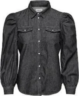 Koszule damskie - ONLY KOSZULA DAMSKA JEANSOWA Z BUFKAMI I GUZIKAMI CZARNA S J9A - miniaturka - grafika 1