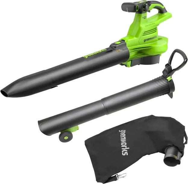 Dmuchawa odkurzacz liści Greenworks GD40BV II + worek + kółka