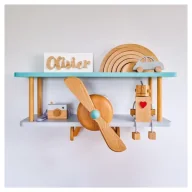 Szafy i szafki dla dzieci - Półka dziecięca miętowa Samolot - miniaturka - grafika 1