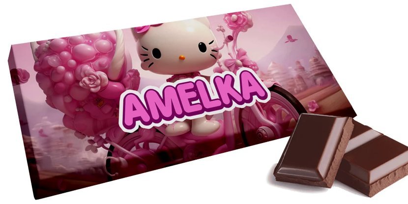Czekolada HELLO KITTY - Słodki prezent na Twoje imię Personalizowana