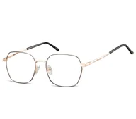 Okulary korekcyjne, oprawki, szkła - Okulary zerówki oprawki optyczne 913B różowe złoto + czerń - miniaturka - grafika 1
