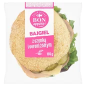 Szybkie dania obiadowe - Carrefour Bon Appétit! Bajgiel z szynką i serem żółtym 185 g - miniaturka - grafika 1