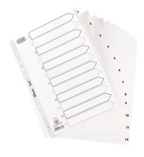 Przekładki numeryczne Elba Strong Line, A4, białe, 12 sztuk - Przekładki do segregatorów - miniaturka - grafika 1