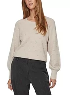 Swetry damskie - Vila Vituli L/S O-Neck Knit Top/Su/Pb sweter z dzianiny, beżowy, S - miniaturka - grafika 1
