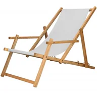 Leżaki ogrodowe - Leżak ogrodowy z podłokietnikami, drewniany z 3-stopniową regulacją, plażowy, jasny szary UNIWERSALNY - miniaturka - grafika 1