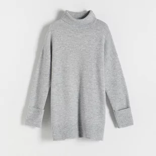 Reserved - Sweter z golfem - Szary - Swetry damskie - miniaturka - grafika 1