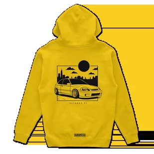 Bluza z kapturem Honda Civic VI JDM żółta-XS - Odzież do sportów motorowych - miniaturka - grafika 1