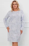 Piżamy damskie - Bawełniana koszula nocna damska z długim rękawem Jowita, Kolor niebieski-wzór, Rozmiar M, Italian Fashion - Primodo.com - miniaturka - grafika 1