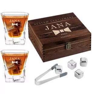 Kamienie kostki do whisky ze szklankami zestaw z grawerem dla - Pozostałe akcesoria barmańskie - miniaturka - grafika 1