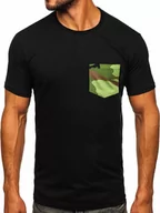 Koszulki męskie - Czarny bawełniany t-shirt męski z kieszonką Bolf 14507 - miniaturka - grafika 1