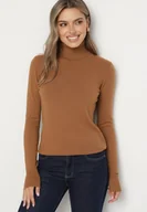 Swetry damskie - Brązowy Golf Sweter z Wiskozą i Kaszmirem Zailaya - miniaturka - grafika 1