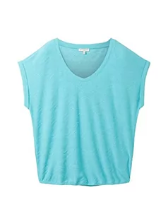 Koszulki i topy damskie - TOM TAILOR Damska koszulka o luźnym kroju z elastycznym obszyciem, 26007 - Teal Radiance, S - grafika 1