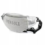 Nerki - Nerka Saszetka Damska TOREBKA DUŻA Pojemna z Paskiem Kryształki Srebrna - miniaturka - grafika 1