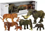 Figurki dla dzieci - Import LEANToys Zestaw Figurek Zwierzęta Safari Słoń Słonica Słoniątko Tygrys - miniaturka - grafika 1