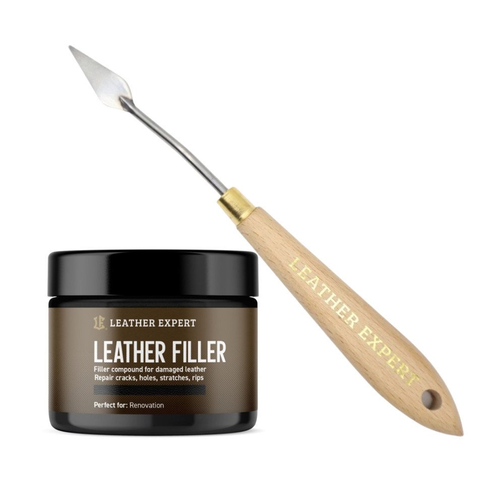 Zestaw do naprawy skóry Leather Filler czarny 50 ml i szpachelka do nakładania Leather Expert ZES-43