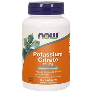 NOW Foods Potassium Citrate 99 mg – Cytrynian potasu x 180 kaps - Witaminy i minerały - miniaturka - grafika 1