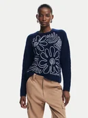 Swetry damskie - Desigual Sweter Cambridge 24WWJF68 Granatowy Regular Fit - miniaturka - grafika 1